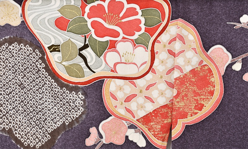 引き着 (小豆色地・松と梅)