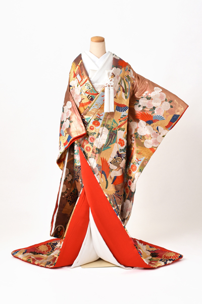 打掛(淡いピンク地・短冊と鳳凰)