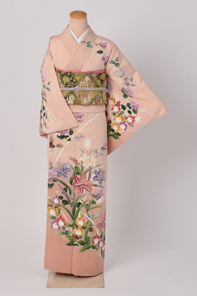 訪問着[サーモンピンクに大胆ゆり]