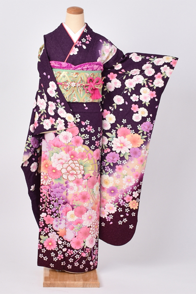 振袖【古代紫地に百花】
