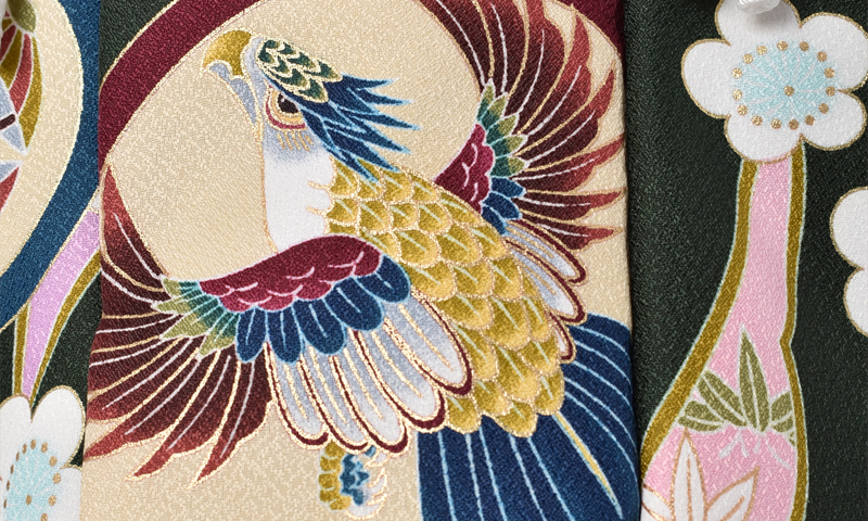 一歳男児被布【黒い着物に深緑の被布】