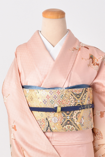 単衣訪問着[サーモンピンク地・吉祥文様]