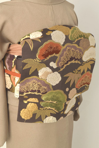 色無地（灰色に鮫小紋）[一つ紋]