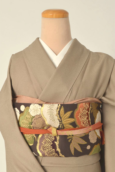 色無地（灰色に鮫小紋）[一つ紋]