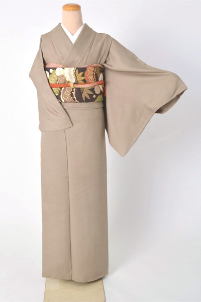 色無地（灰色に鮫小紋）[一つ紋]