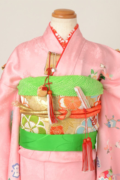 特選七歳祝着［桃色の宝づくし模様］