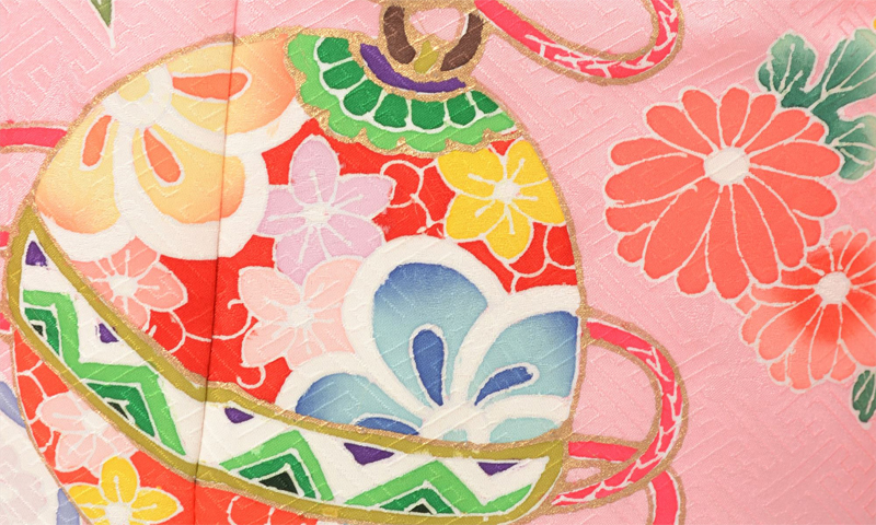 特選七歳祝着［桃色の宝づくし模様］