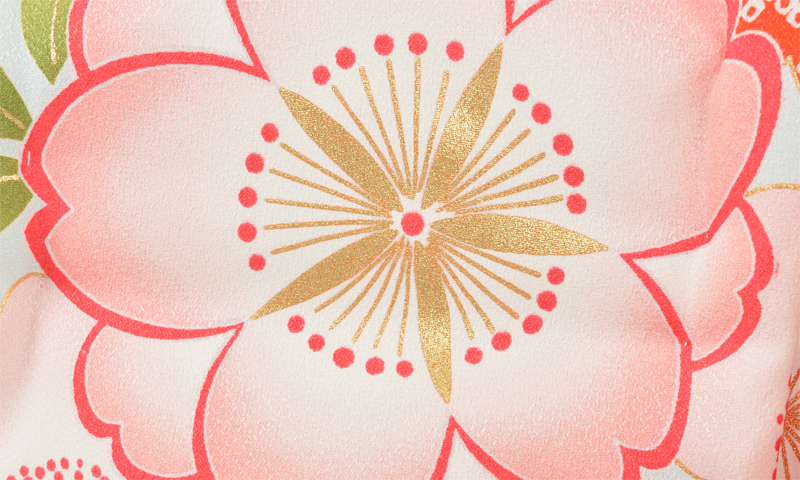 一歳女児被布【赤地の着物に桜模様の被布】