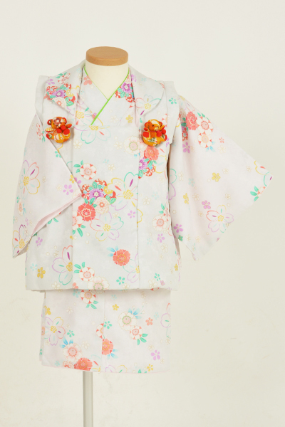 女児被布【白地に四季花】