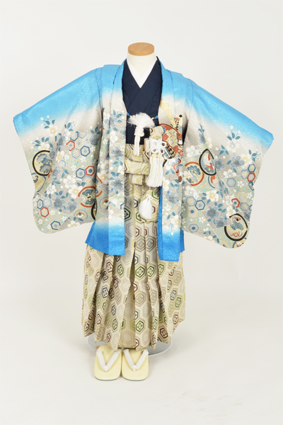 五歳祝着【水色羽織・鷹/Ｓサイズ】