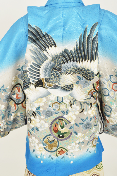 五歳祝着【水色羽織・鷹/Ｓサイズ】