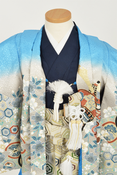 五歳祝着【水色羽織・鷹/Ｓサイズ】