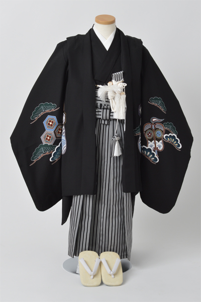 五歳祝着[正絹・黒・兜]