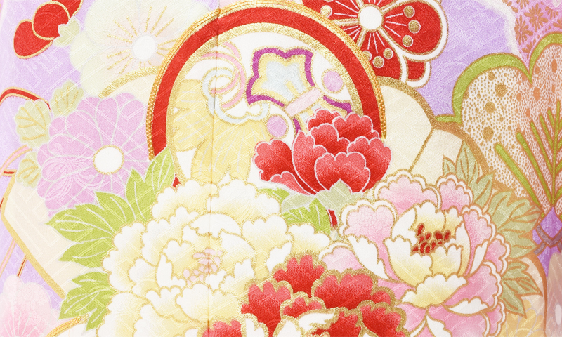 七歳祝着[正絹/紫/花]