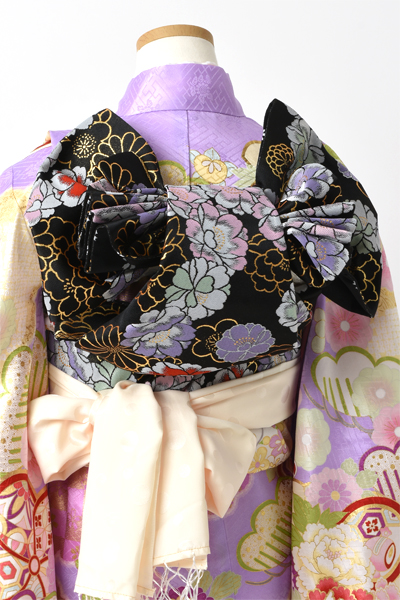 七歳祝着[正絹/紫/花]