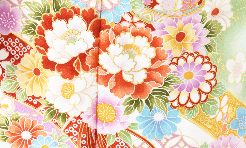 七歳祝着[水色/花・毬]