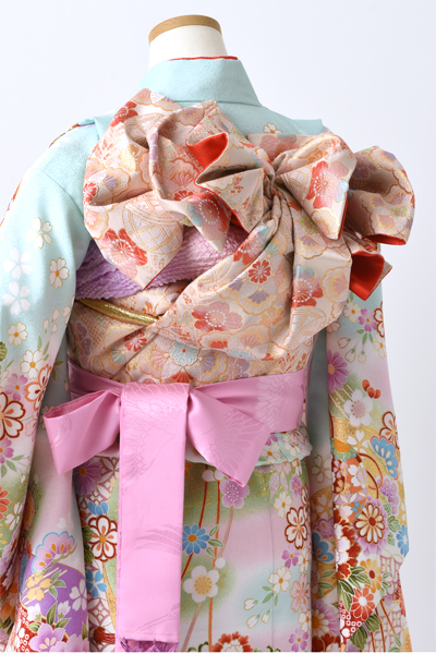 七歳祝着[水色/花・毬]