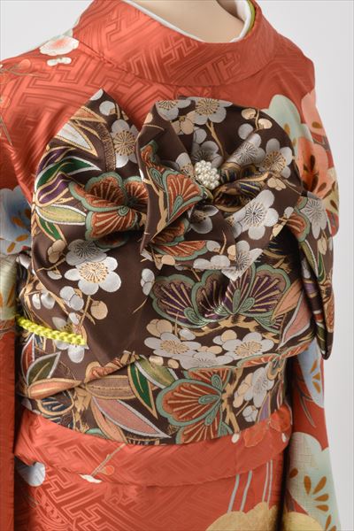 振袖(柿色・松）