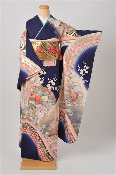 振袖（ダークブルー・桧扇）