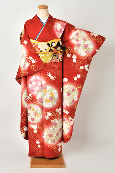 振袖［赤地・丸ぼかしに小花］