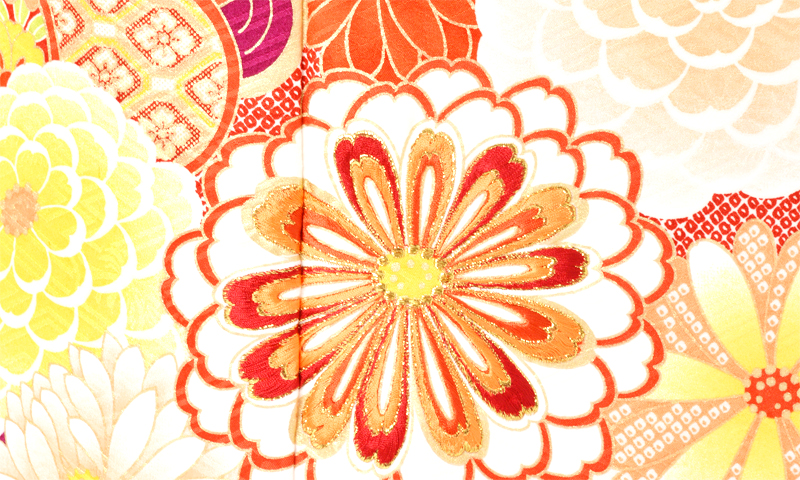 振袖[白地/松竹梅に色鮮やかな四季花]