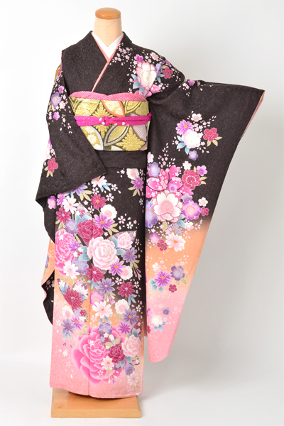 振袖[こげ茶色/バラ]