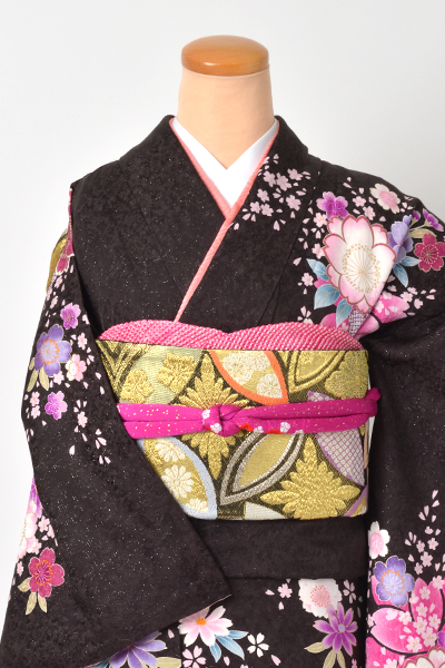 振袖[こげ茶色/バラ]