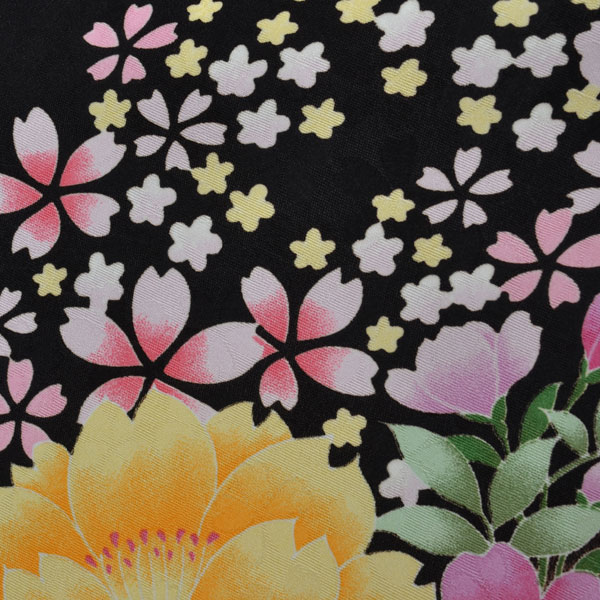 卒業袴［黒地/大小の花々］