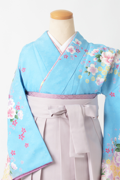 卒業袴［鮮やか水色/花模様］