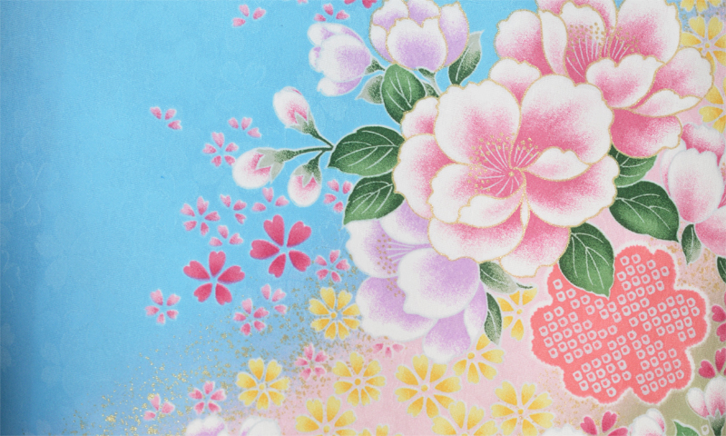 卒業袴［鮮やか水色/花模様］