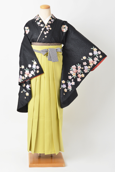 卒業袴｛黒地/加賀紋］