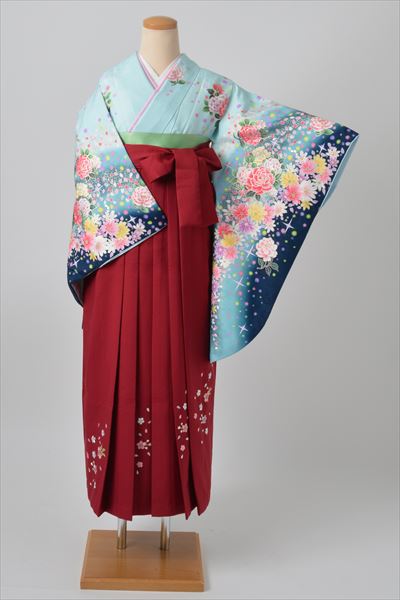 卒業袴［水色/洋花］