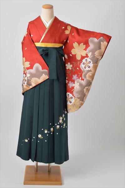 卒業袴［朱赤/大輪の花］