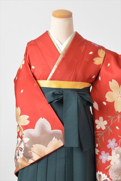 卒業袴［朱赤/大輪の花］