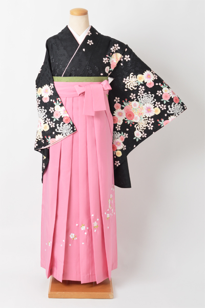 卒業袴［黒地/花模様］