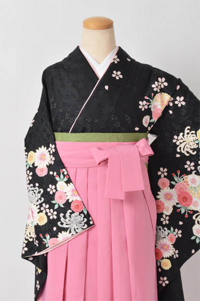 卒業袴［黒地/花模様］