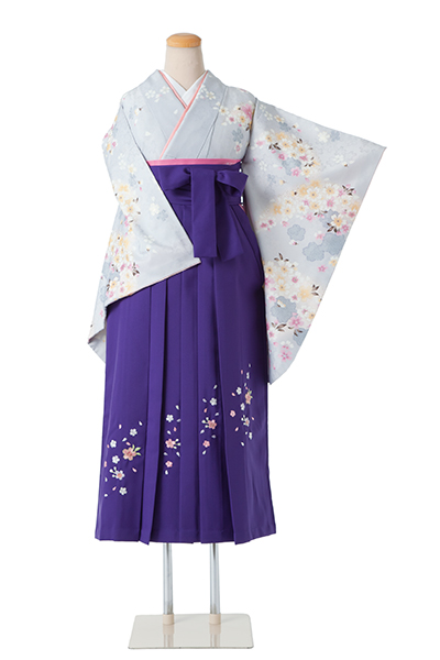 卒業袴［ライトグレー/花模様］