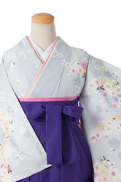 卒業袴［ライトグレー/花模様］