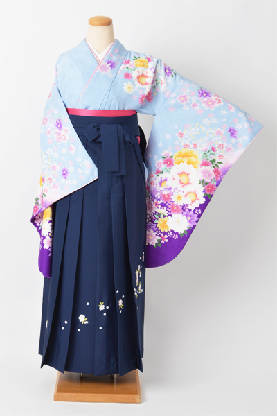 卒業袴［水色/花模様］