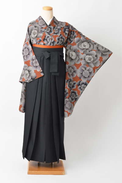 卒業袴［モダン/グレイ花］