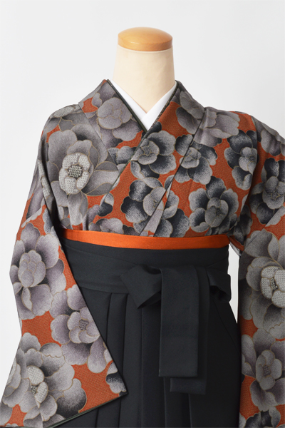 卒業袴［モダン/グレイ花］