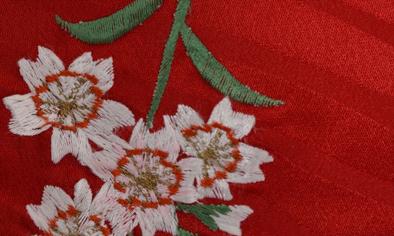 卒業袴［赤/小花刺繍］