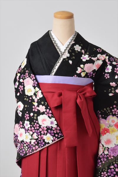 卒業袴｛黒/大小花々］