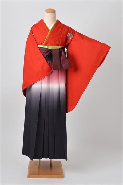 卒業袴｛赤/花紋］