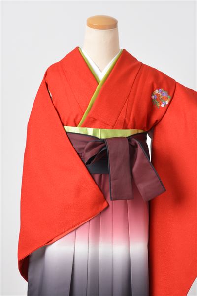 卒業袴｛赤/花紋］