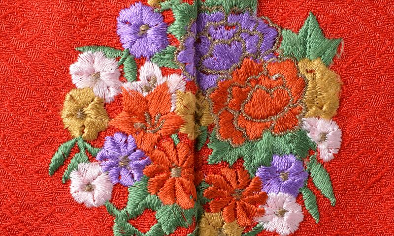 卒業袴｛赤/花紋］