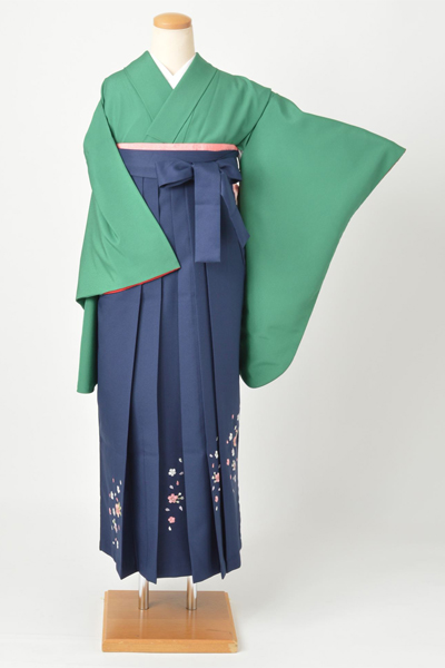 卒業袴｛緑/無地］