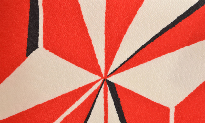 卒業袴｛白赤・幾何学模様］