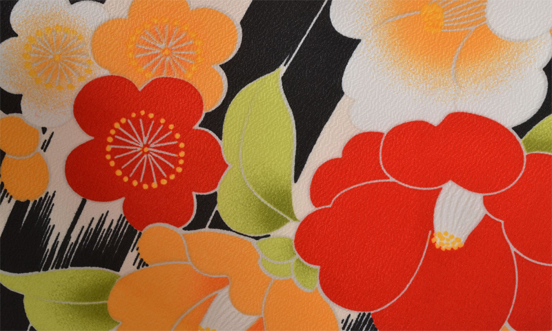 卒業袴［白黒/矢羽に椿］