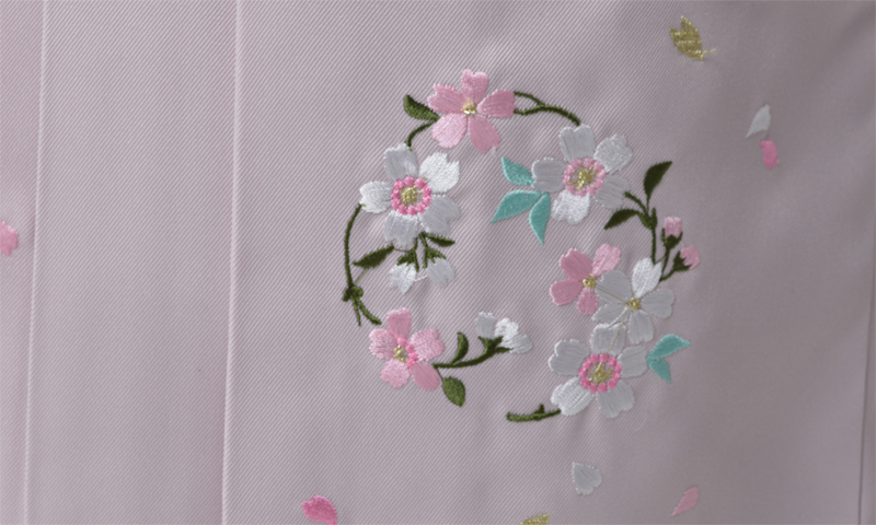 卒業袴【灰桜色レース/ピンクベージュ刺繍袴】